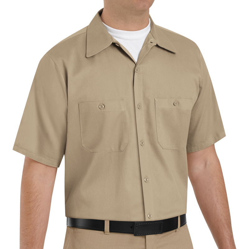 Men's Short Sleeve Wrinkle-Resistant Cotton Work Shirt image number 2