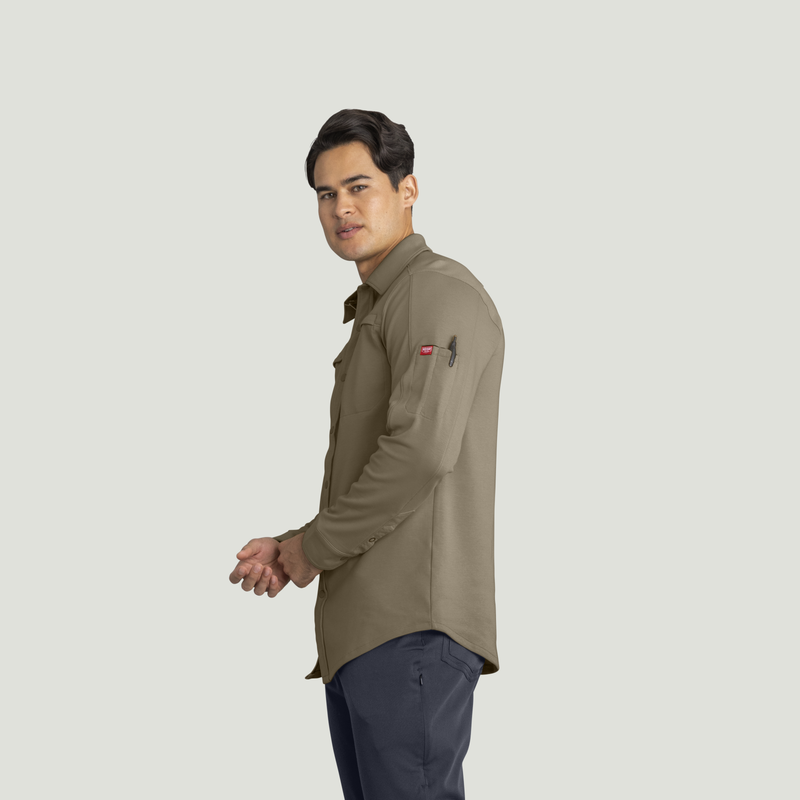 Men's Snap Front Jersey Long Sleeve Work Shirt image number 3