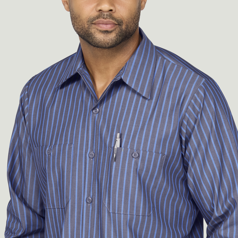 Men's Long Sleeve Industrial Stripe Work Shirt image number 3