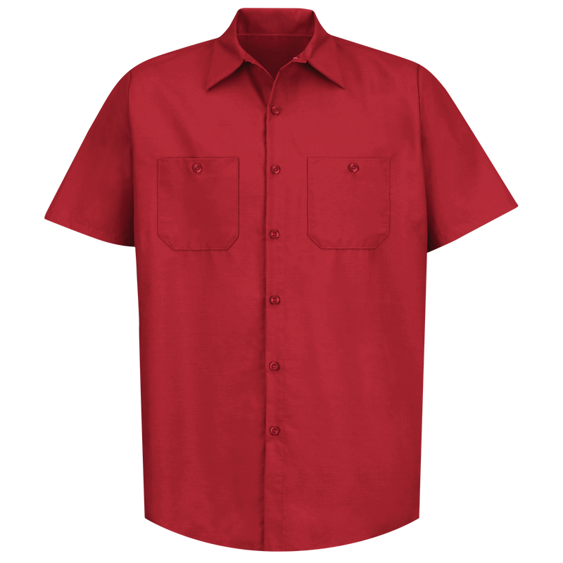 Red Kap Men s Short Sleeve Industrial Work Shirt Red M