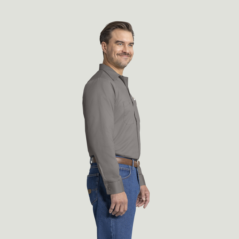 Men's Long Sleeve Wrinkle-Resistant Cotton Work Shirt image number 4