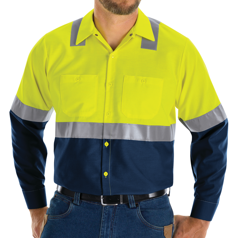 HI-VISIBILITY LONG SLEEVE COLORBLOCK RIPSTOP WORK SHIRT - TYPE R, CLASS 2 image number 2