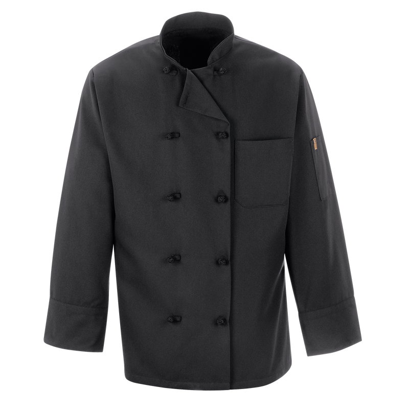 Black Chef Coat Ten Knot Buttons Red Kap®