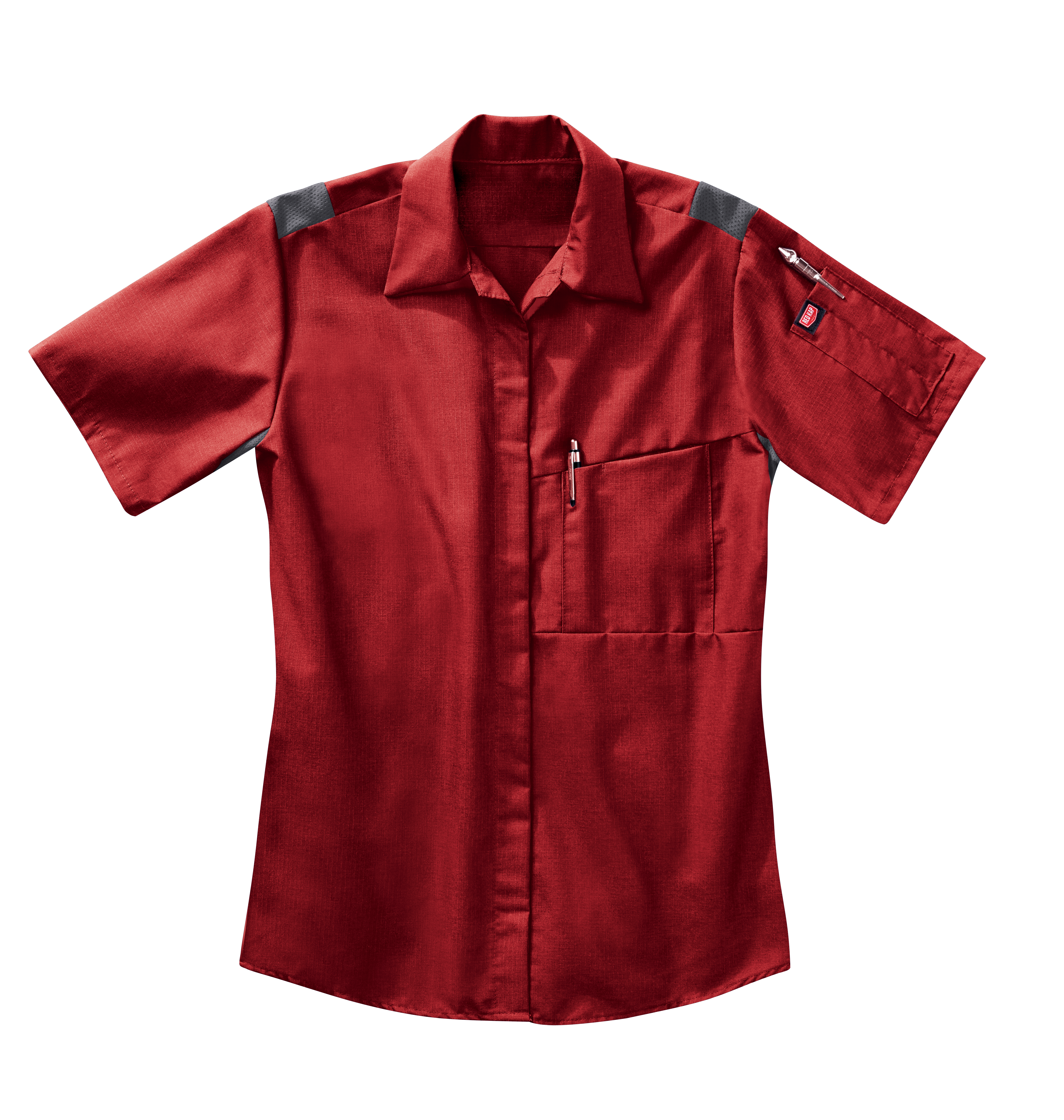 Red Kap Men's Performance Tech Shirt - Navy/Red/Light Grey Color Block