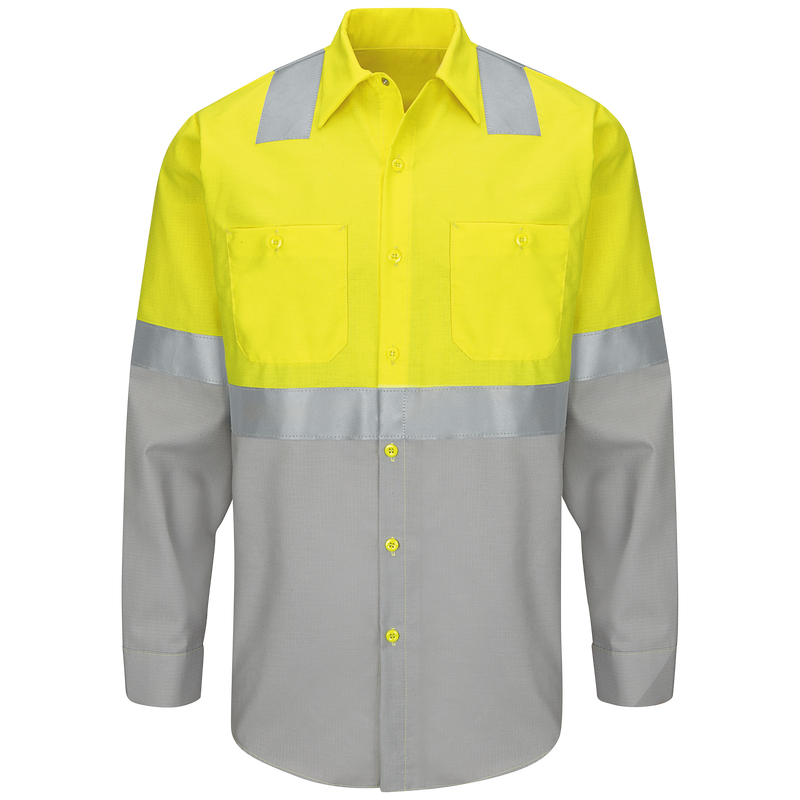 Hi-Visibility Long Sleeve Color Block Ripstop Work Shirt - Type R, Class 2 image number 1