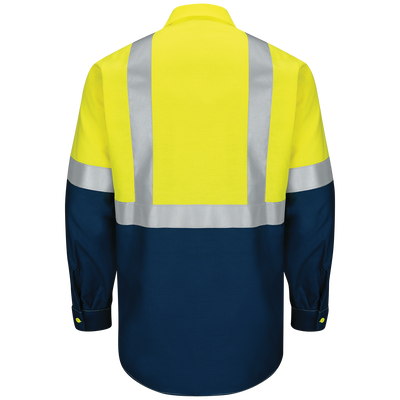 Men's Hi-Visibility Long Sleeve Color Block Ripstop Work Shirt - Type R, Class 2