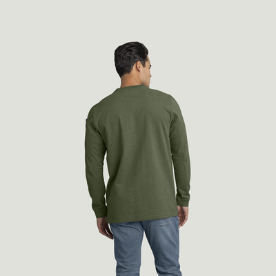 Men's Long Sleeve Slim Fit Cotton Pocket T-Shirt