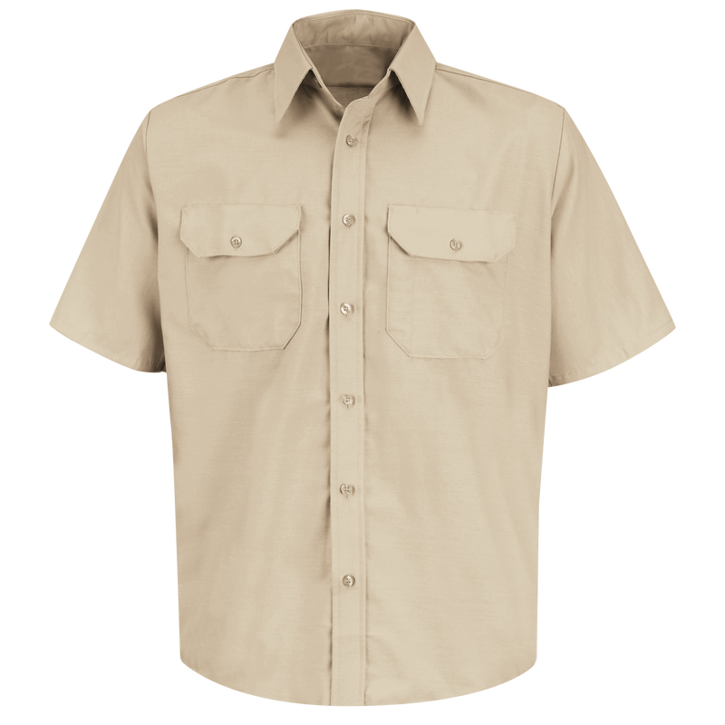 Men's Short Sleeve Solid Dress Uniform Shirt image number 1