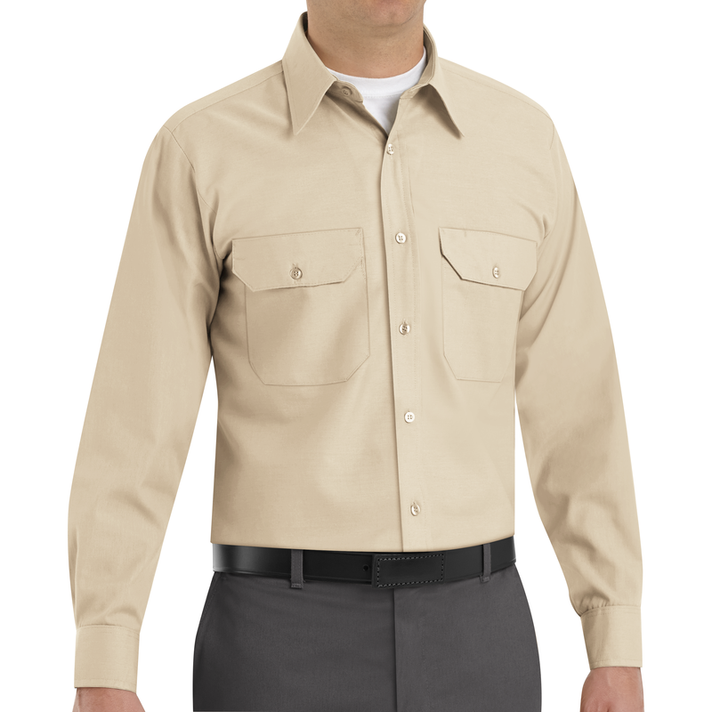 Men's Long Sleeve Solid Dress Uniform Shirt image number 3