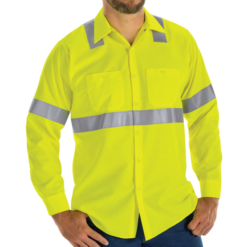 Men's Hi-Visibility Long Sleeve Ripstop Work Shirt - Type R, Class 2 image number 2