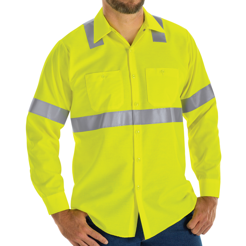 Men's Hi-Visibility Long Sleeve Ripstop Work Shirt - Type R, Class 2 image number 3