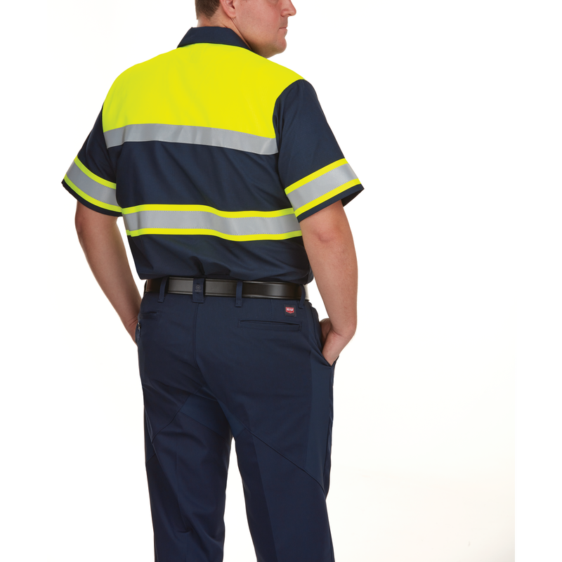Men's Hi-Visibility Short Sleeve Color Block Ripstop Work Shirt - Type O, Class 1 image number 4