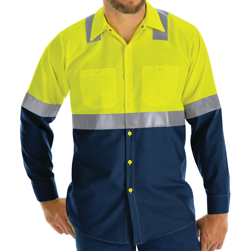 Hi-Visibility Long Sleeve Color Block Ripstop Work Shirt - Type R, Class 2 image number 4