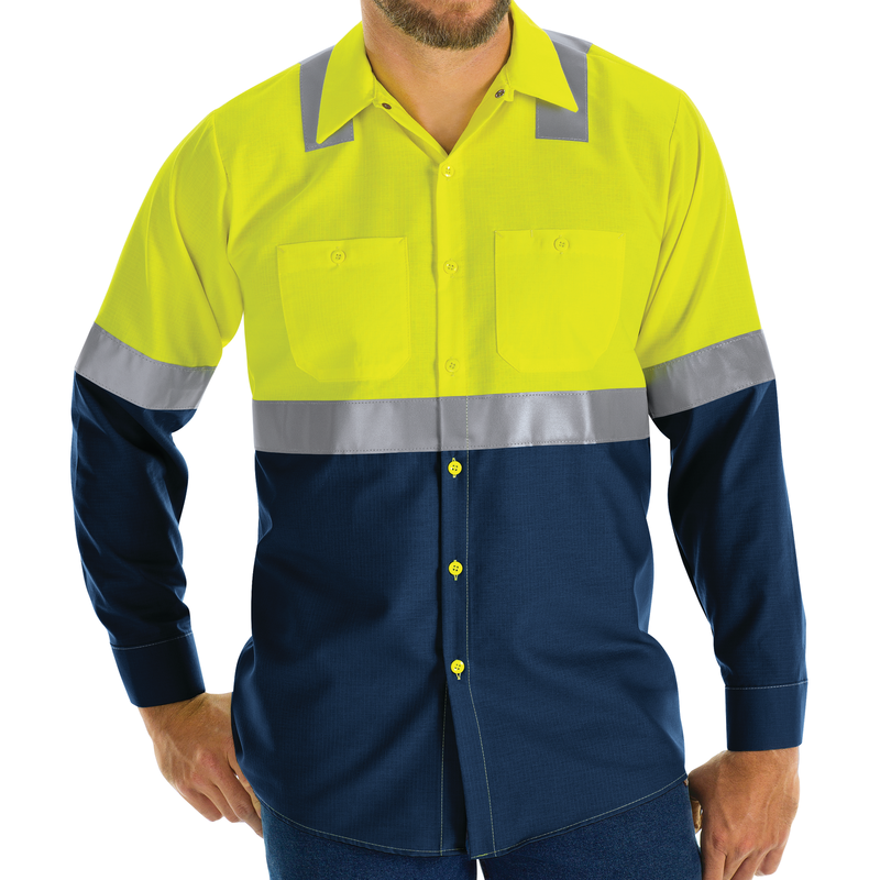 HI-VISIBILITY LONG SLEEVE COLORBLOCK RIPSTOP WORK SHIRT - TYPE R, CLASS 2 image number 4