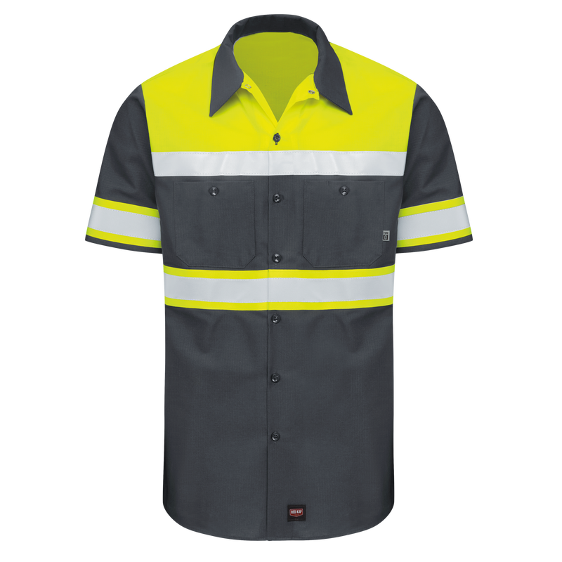 Men's Hi-Visibility Short Sleeve Color Block Ripstop Work Shirt - Type O, Class 1 image number 0