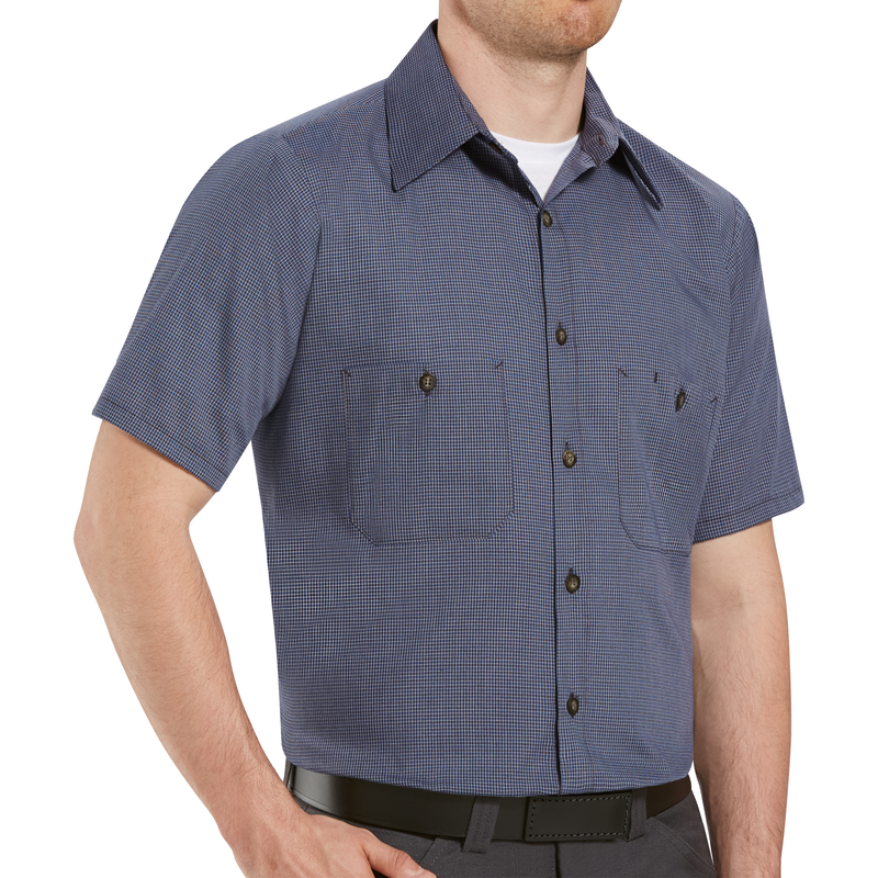 Men's Short Sleeve Microcheck Uniform Shirt image number 3