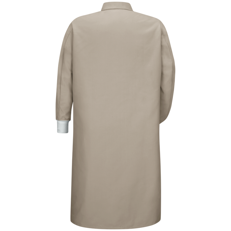 Gripper-Front Spun Polyester Pocketless Butcher Coat with Knit Cuffs image number 1
