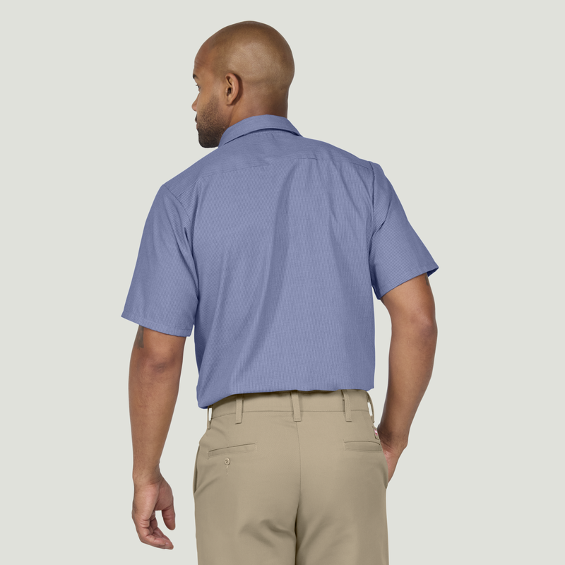 Men's Short Sleeve Geometric Microcheck Work Shirt image number 3