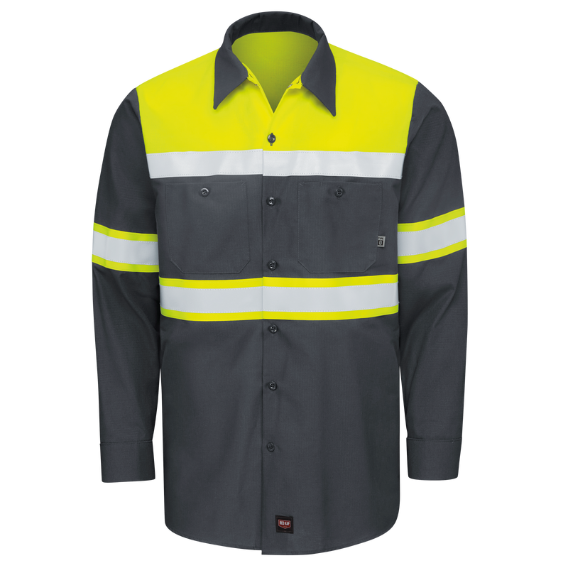 Hi-Visibility Long Sleeve Color Block Ripstop Work Shirt - Type O, Class 1 image number 0