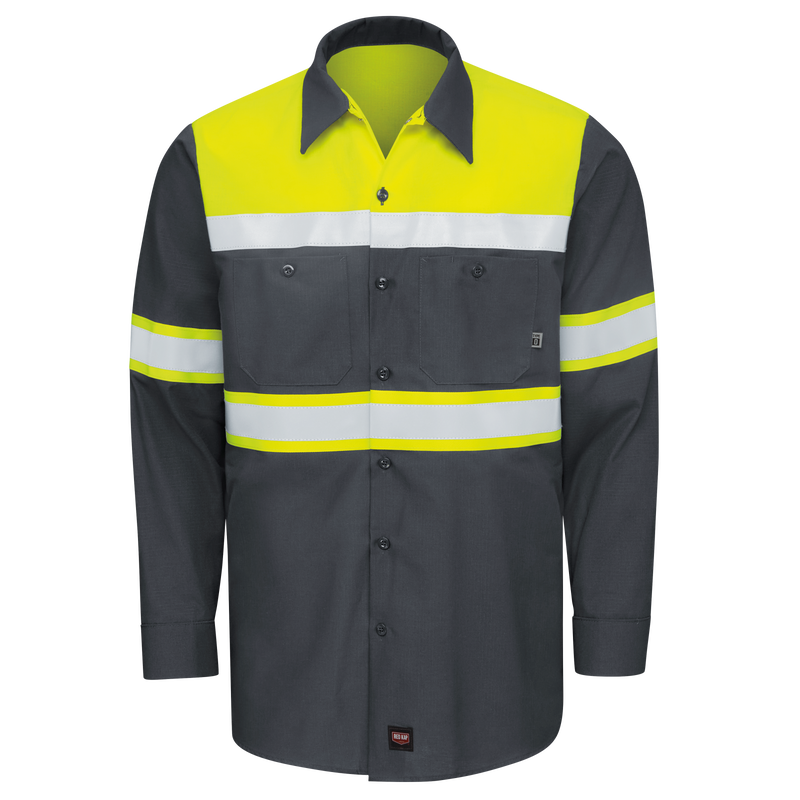 Hi-Visibility Long Sleeve Color Block Ripstop Work Shirt - Type O, Class 1 image number 1