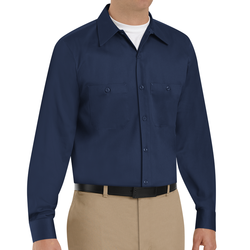 Men s Long Sleeve Cotton Work Shirt Wrinkle Resistant Red Kap