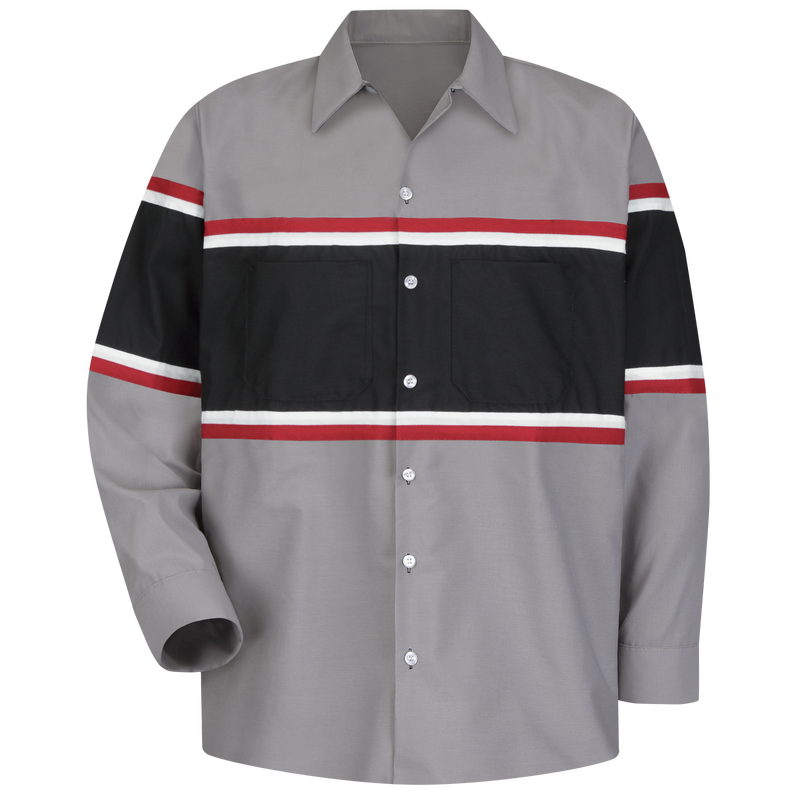 Men's Workwear Performance Tech Work Shirt Motor Mechanic Uniform Stripe  Shirt