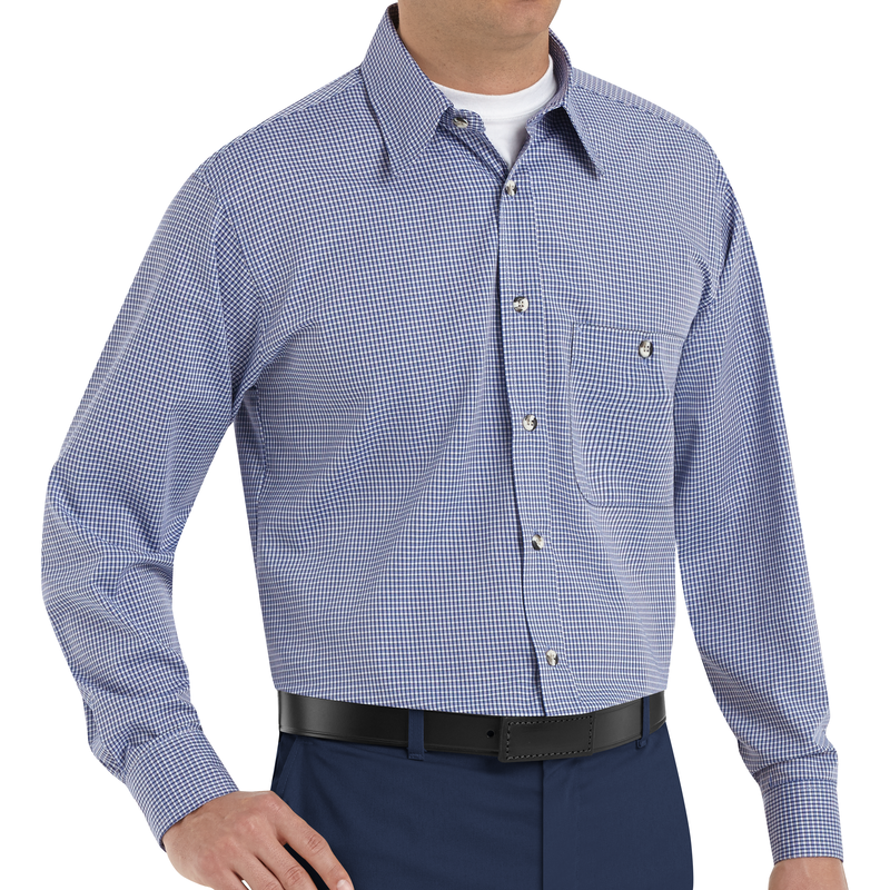 Men's Long Sleeve Mini-Plaid Uniform Shirt image number 2