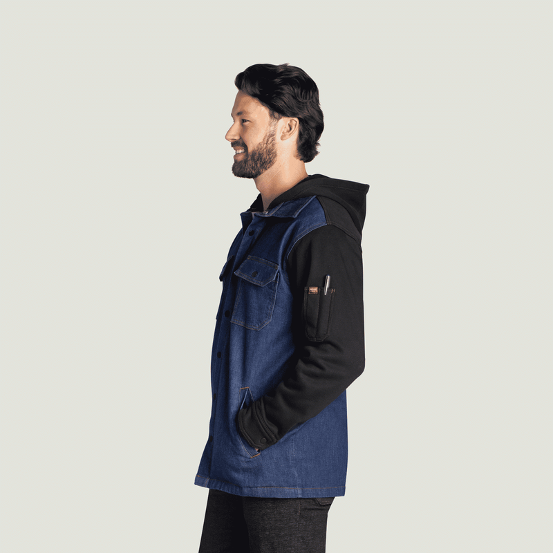 Men&rsquo;s Denim and Fleece Hooded Shirt Jacket image number 3
