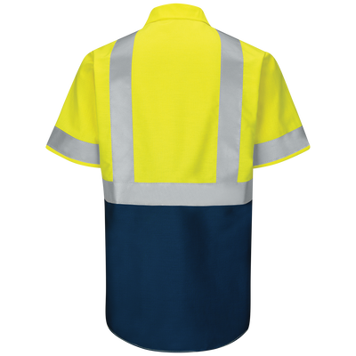 Men's Hi-Visibility Short Sleeve Color Block Ripstop Work Shirt - Type R, Class 2
