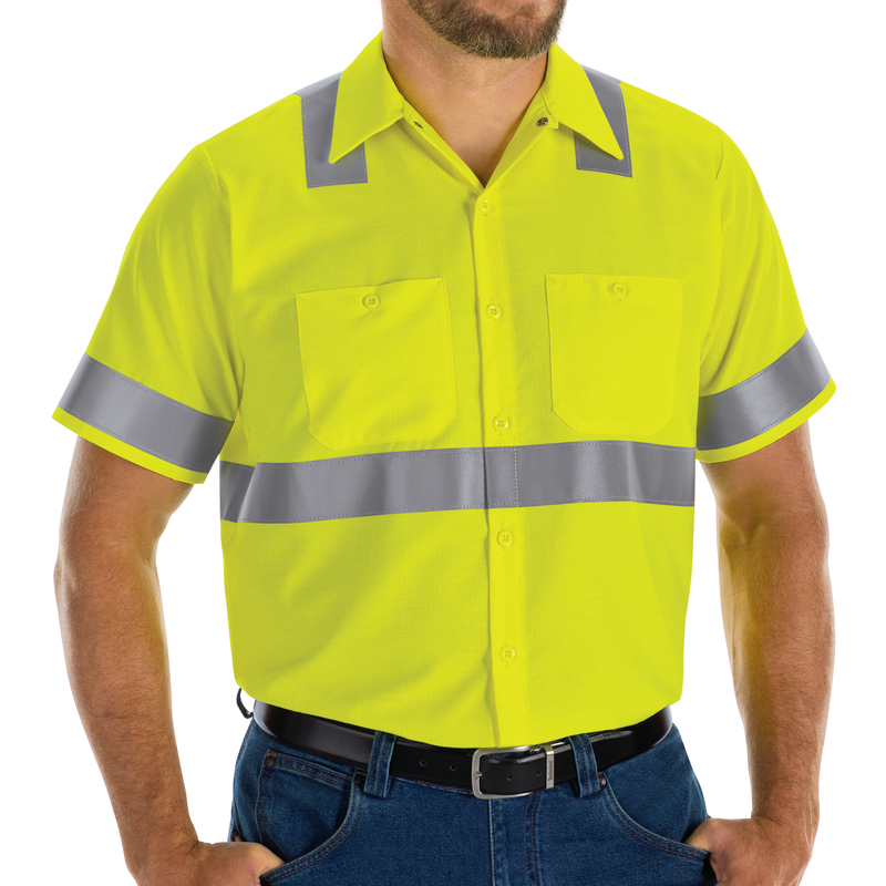 Men's Hi-Visibility Short Sleeve Ripstop Work Shirt - Type R, Class 2 image number 2