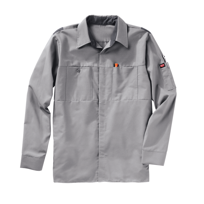 Long Sleeve Performance Shop Shirt with OilBlok, Red Kap