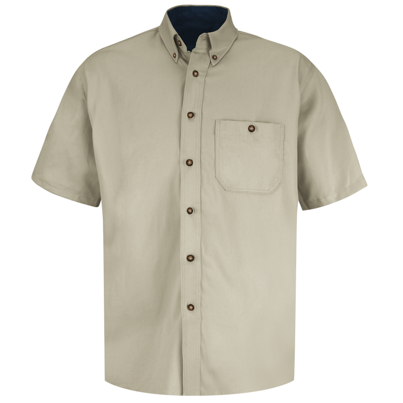 Men's Short Sleeve Cotton Contrast Dress Shirt image number 1