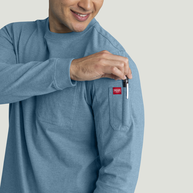 Men's Slim Fit Cotton Long Sleeve Pocket T-Shirt image number 13