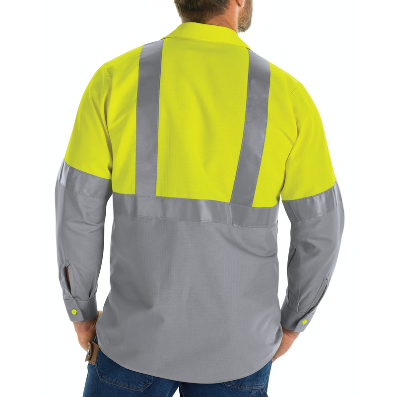 Hi-Visibility Long Sleeve Color Block Ripstop Work Shirt - Type R, Class 2 image number 6