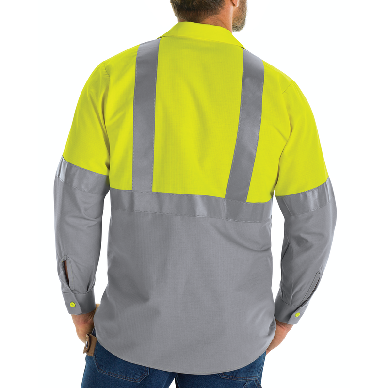 Hi-Visibility Long Sleeve Color Block Ripstop Work Shirt - Type R, Class 2 image number 5
