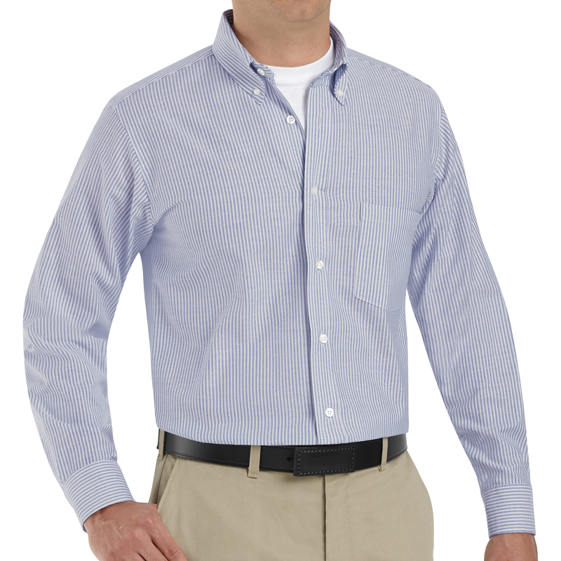 Red Kap Men's Long Sleeve Executive Oxford Dress Shirt, Size: 18, Blue
