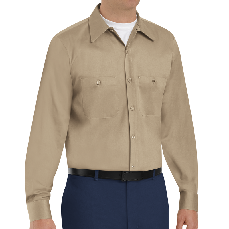 Men's Long Sleeve Wrinkle-Resistant Cotton Work Shirt image number 3