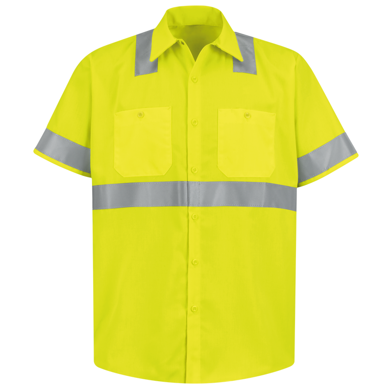Men's Hi-Visibility Yellow Short Sleeve Work Shirt - Type R, Class 2 image number 0