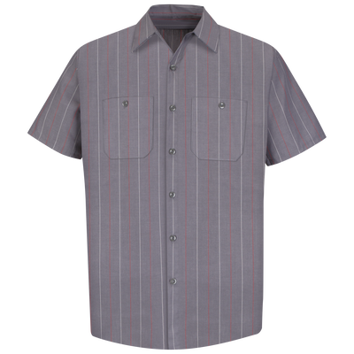 Men's Short Sleeve Industrial Stripe Work Shirt