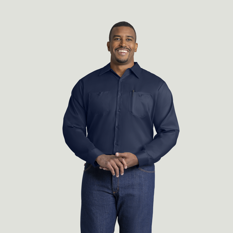 Men's Long Sleeve Wrinkle-Resistant Cotton Work Shirt image number 5