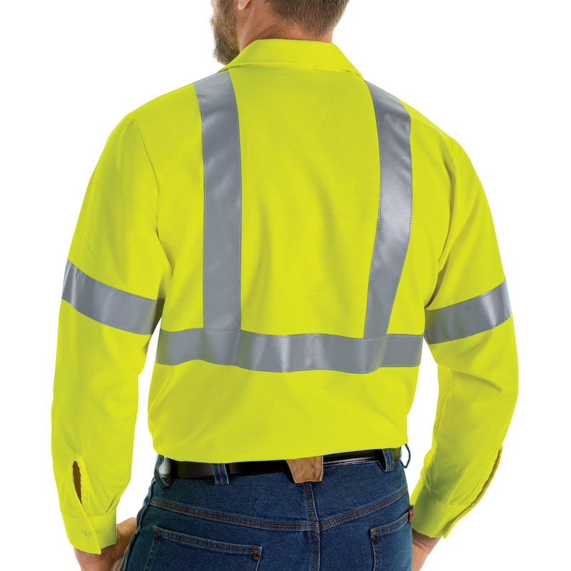 Men's Hi-Visibility Long Sleeve Ripstop Work Shirt - Type R, Class 2 image number 5