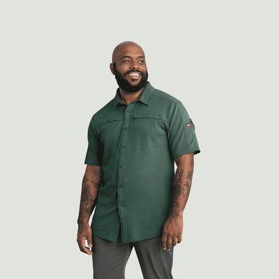 Men's Snap Front Jersey Short Sleeve Work Shirt