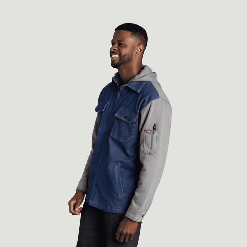 Men&rsquo;s Denim and Fleece Hooded Shirt Jacket image number 3