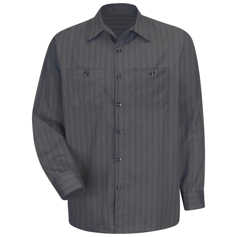 Men's Long Sleeve Industrial Striped Work Shirt image number 1