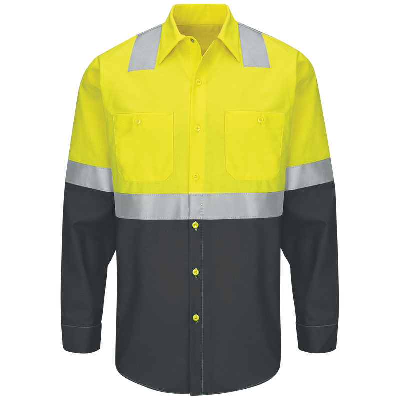 Hi-Visibility Long Sleeve Color Block Ripstop Work Shirt - Type R, Class 2 image number 1
