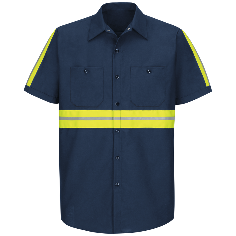 Short Sleeve Enhanced Visibility Industrial Work Shirt Red Kap