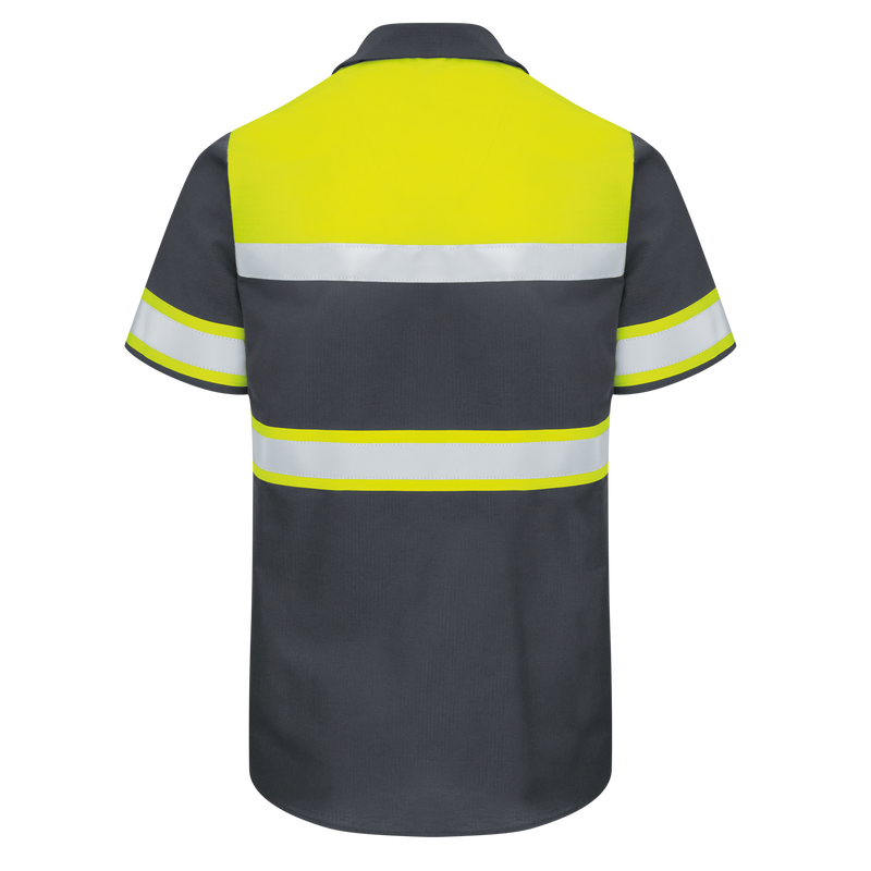 Men's Hi-Visibility Short Sleeve Color Block Ripstop Work Shirt - Type O, Class 1 image number 1