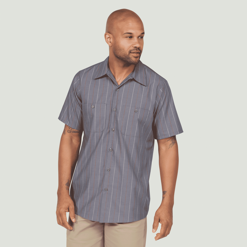 Men's Short Sleeve Industrial Stripe Work Shirt image number 1