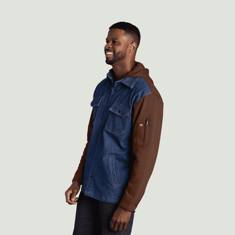 Men&rsquo;s Denim and Fleece Hooded Shirt Jacket image number 3