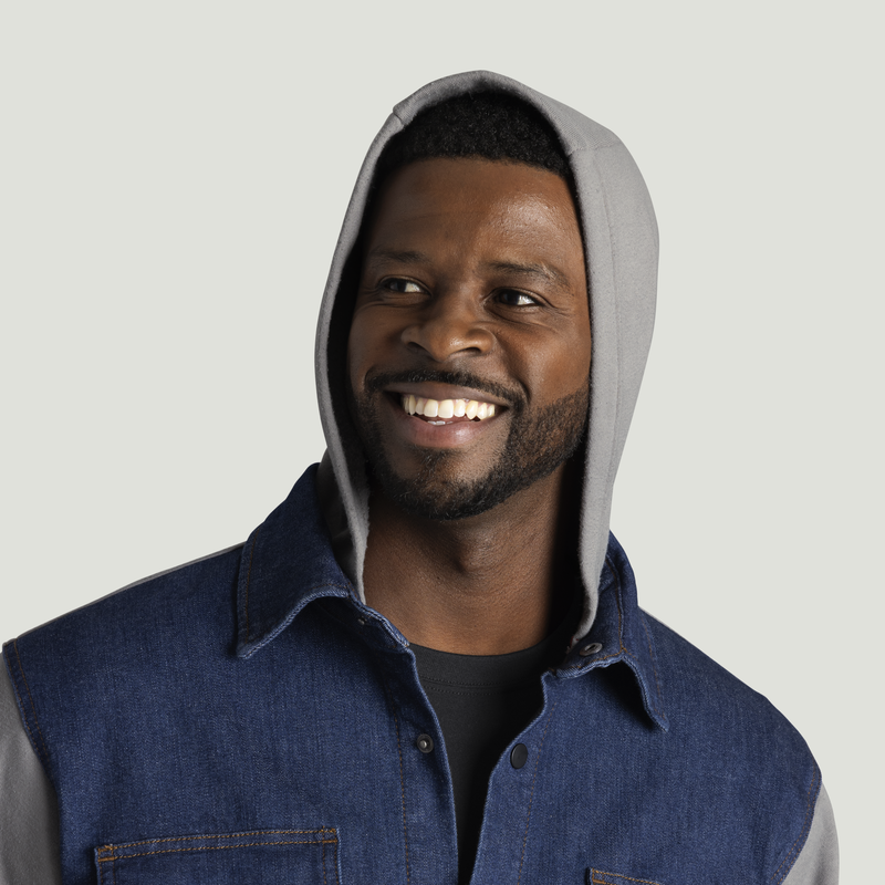 Men’s Denim and Fleece Hooded Shirt Jacket image number 9